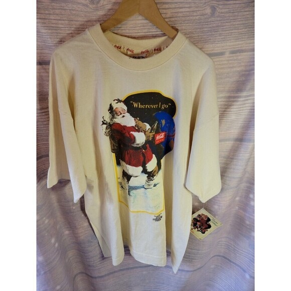 Vintage Coca-Cola Holiday Christmas Santa Tee NWT - Picture 2 of 9